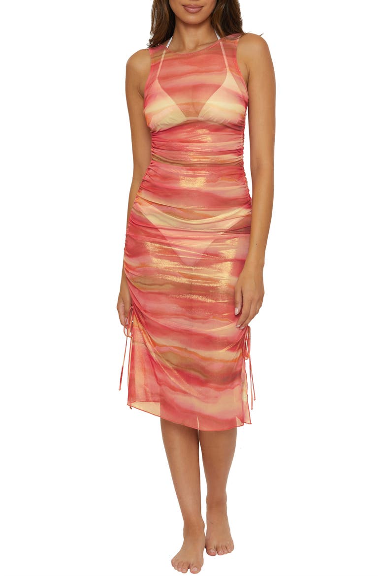 Solar Energy Side Tie Midi Cover-Up Dress, Main, color, MULTI