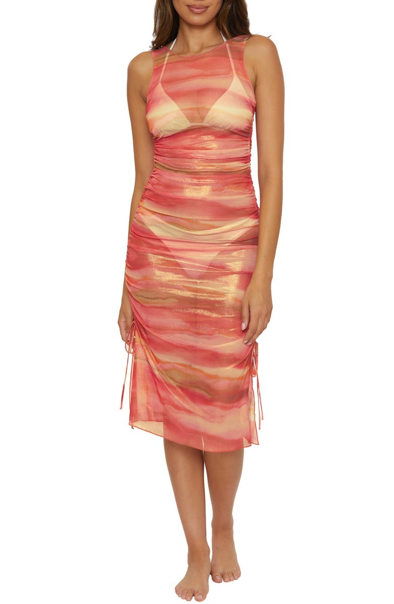 Becca Solar Energy Side Tie Midi Cover-Up Dress, Main, color, 