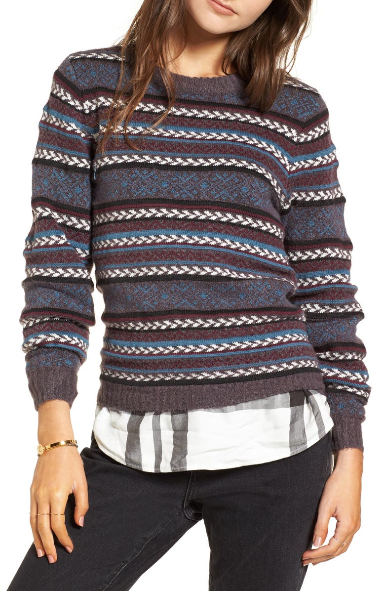 Treasure & Bond Fair Isle Stripe Sweater, Main, color, 