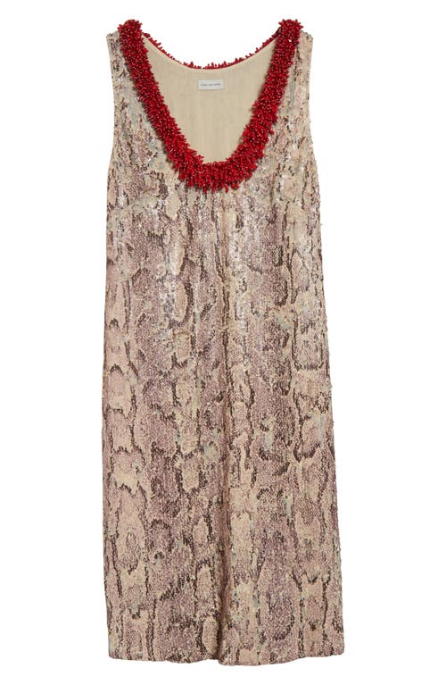Dries Van Noten Debis Snakeskin Print Sequin Dress In Lilac