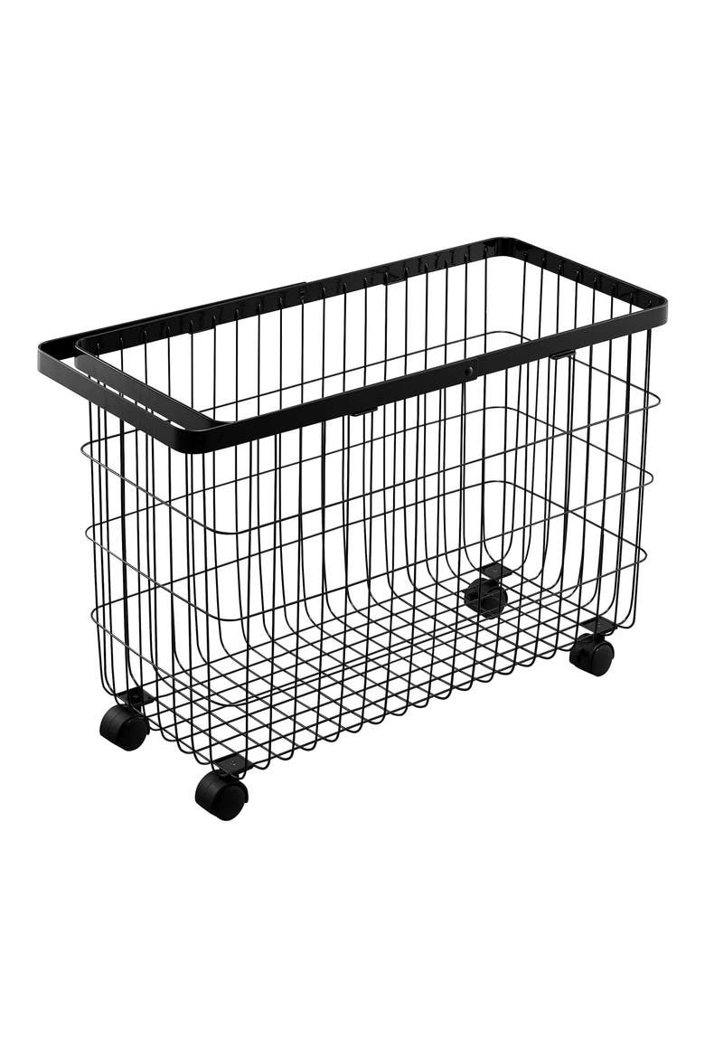 Rolling Laundry Basket, Main, color, BLACK