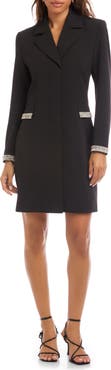 Karen Kane Rhinestone Detail Long Sleeve Crepe Blazer Dress