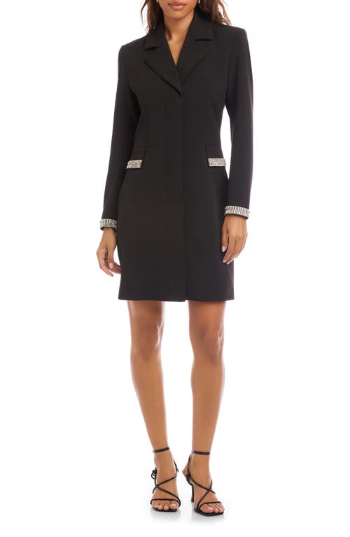 Karen Kane Rhinestone Detail Long Sleeve Crepe Blazer Dress In Black