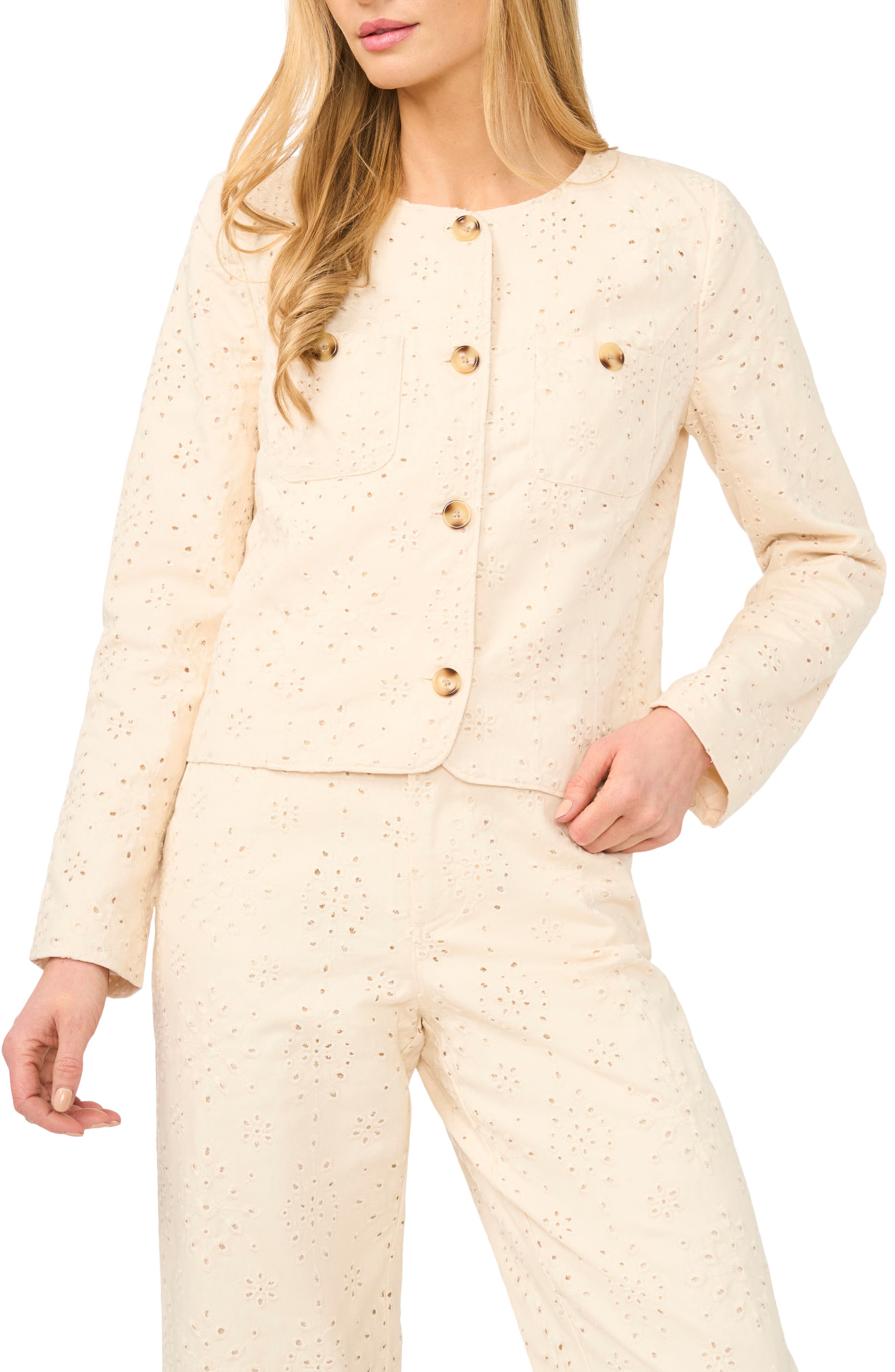 Eyelet Crop Jacket - image 3