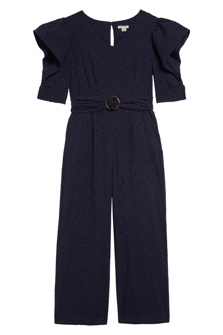 Habitual Eyelet Jumpsuit, Main, color, NAVY