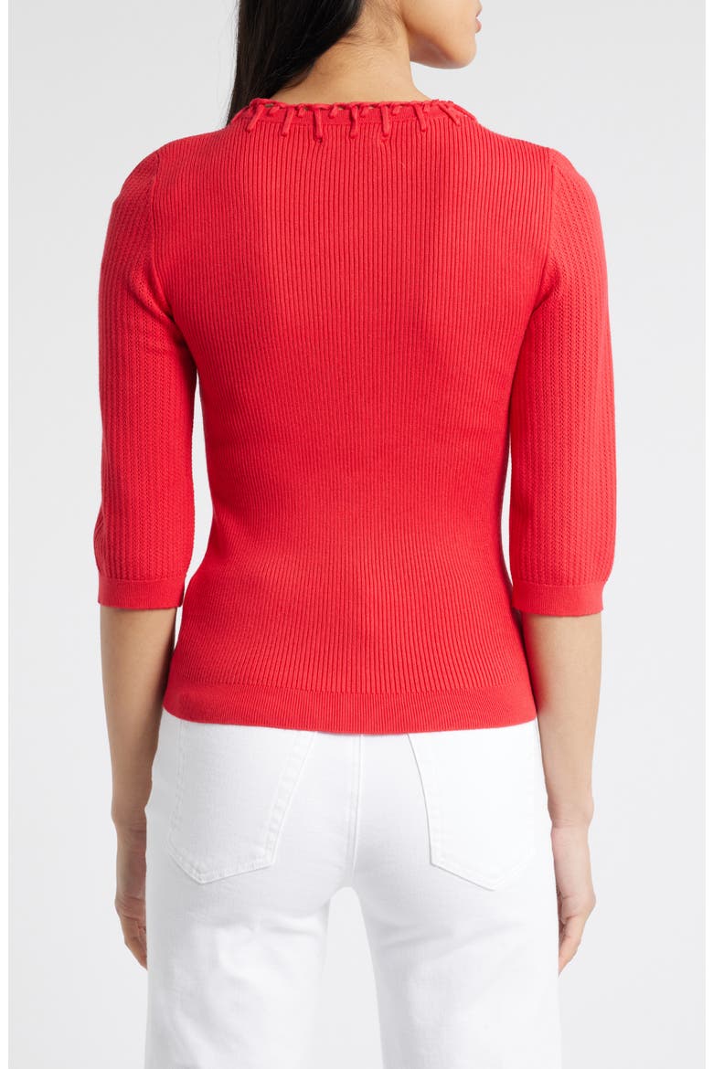 Elbow Sleeve Rib Sweater, Alternate, color, POPPY RED