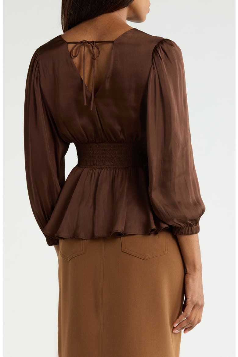 Savannah V-Neck Peplum Top, Alternate, color, ESPRESSO