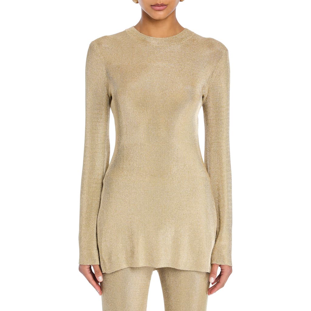 Ser.o.ya Ines Metallic Knit Top In Neutral