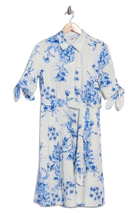 Floral Short Sleeve Cotton Shirtdress
