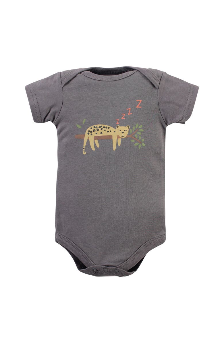 Hudson Baby Triple Pack of Essential Cotton One-Piece Rompers, Alternate, color, Safari Life 3-Pack