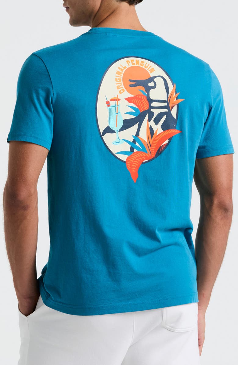 Original Penguin Camp Eco Viscose Graphic T-Shirt, Alternate, color, Blue Wing Teal