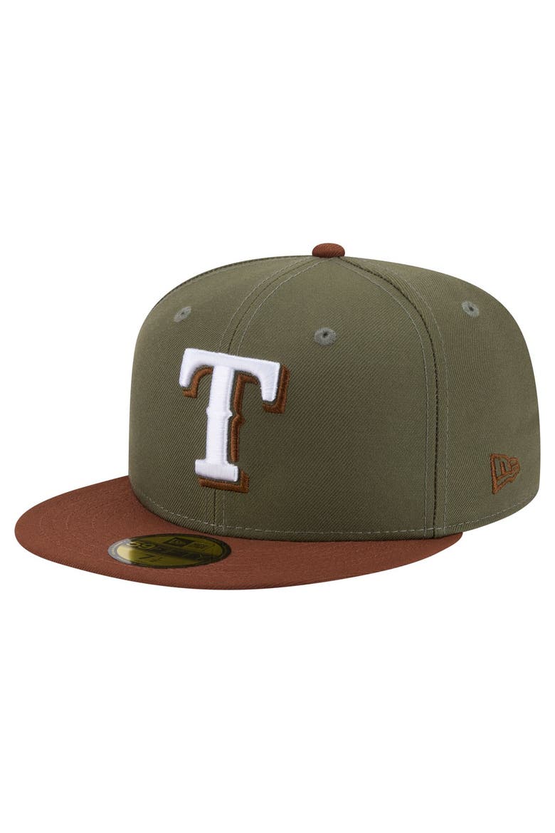 Men's New Era Olive/Brown Texas Rangers Color Pack 59FIFTY Fitted Hat, Main, color, Olive