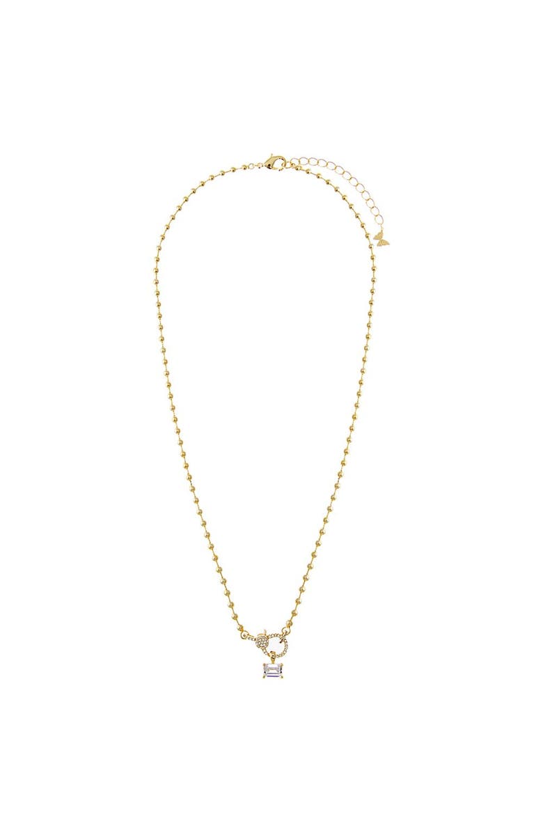 BY ADINA EDEN Beaded Ball Chain Clasp Emerald Charm Necklace, Alternate, color, Gold