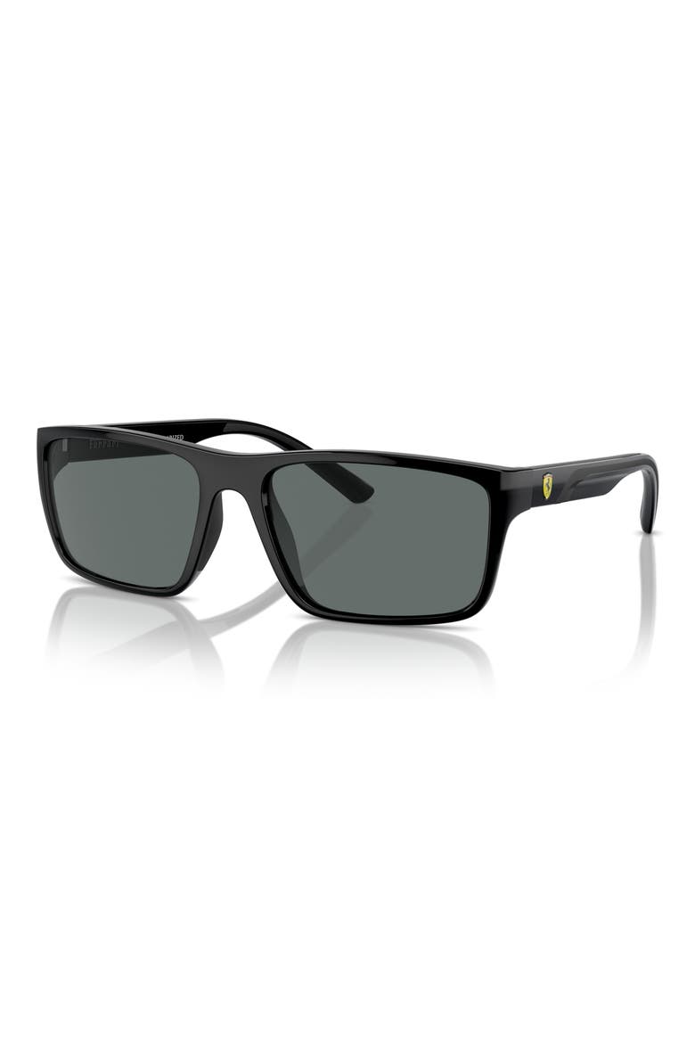x Scuderia Ferrari 59mm Rectangular Sunglasses, Alternate, color, BLACK