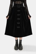 Disturbia Nova Velour Frog Closure Midi Skirt