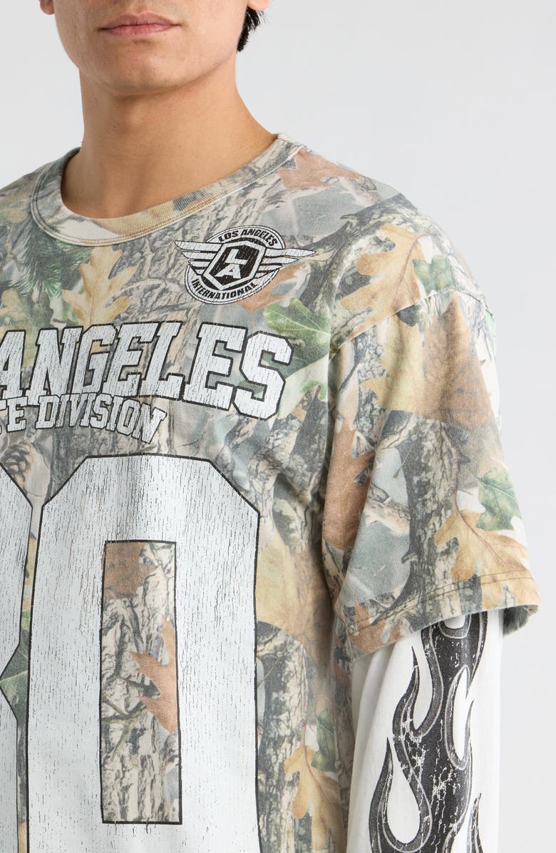 PacSun Division 80 Layered Cotton Graphic T-Shirt, Alternate, color, Camouflage