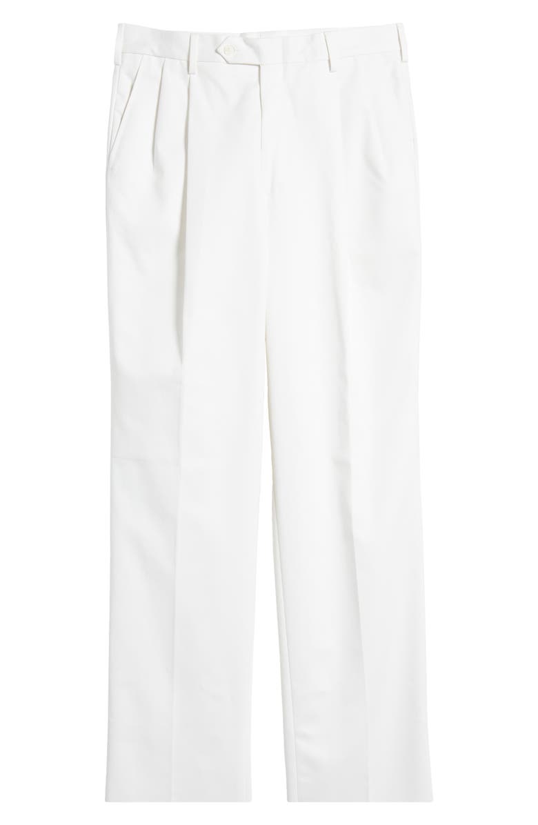 Berle Classic Fit Pleated Cotton Twill Trousers, Alternate, color, White