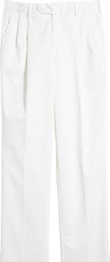 Berle Classic Fit Pleated Cotton Twill Trousers