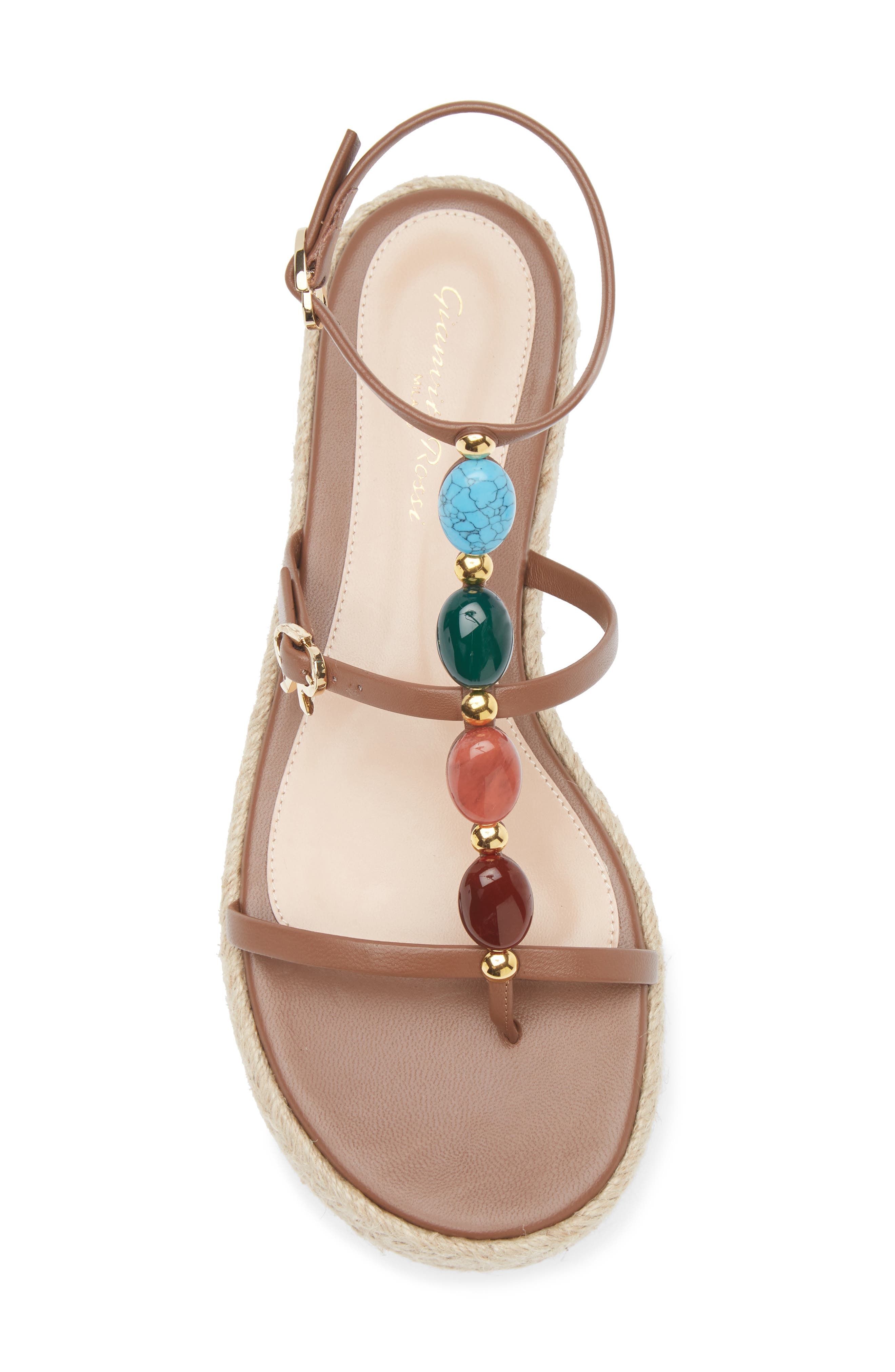 Gianvito Rossi Stone Embellished Espadrille Sandal, Alternate, color, Cuoio Naturale