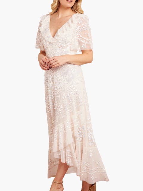 Anais Sequin Frill Ankle Gown