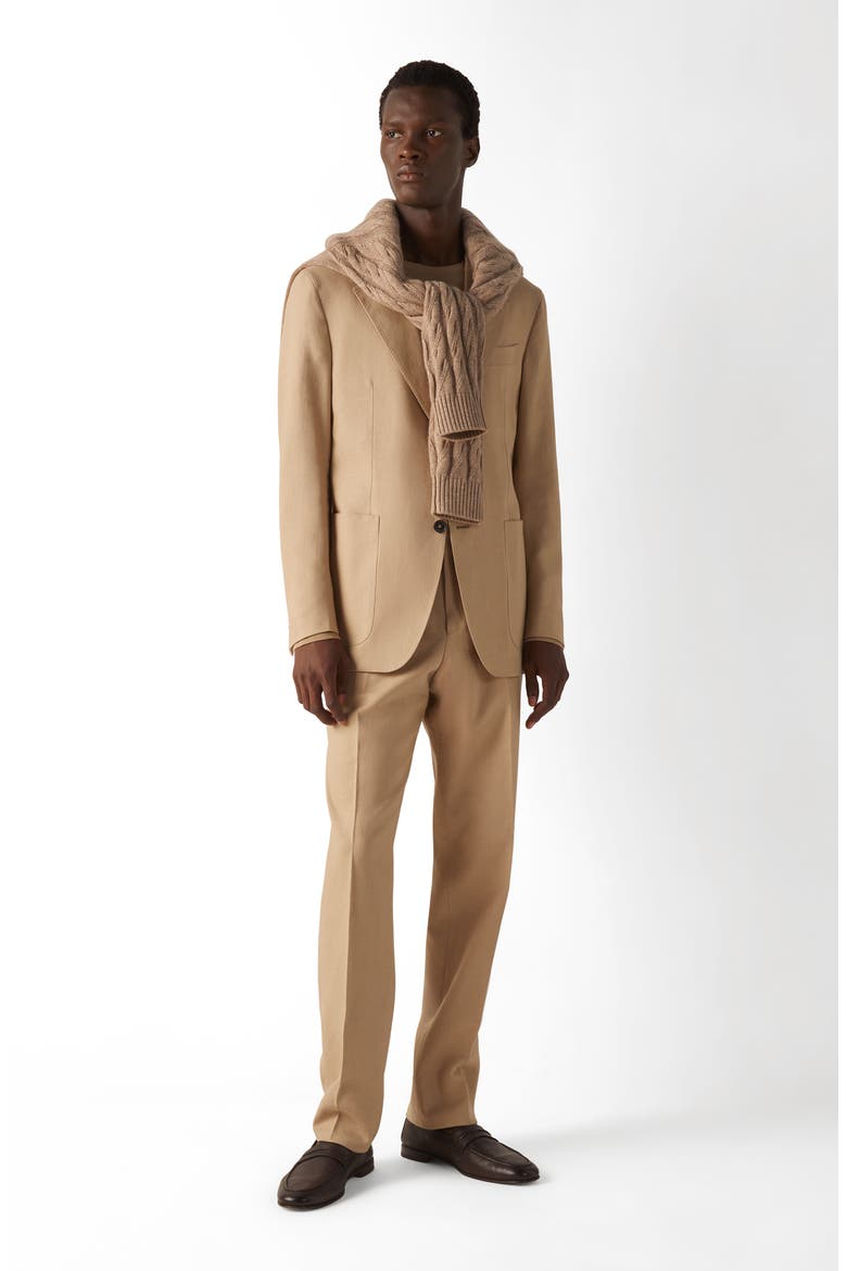 Beige Oasi Lino Jacket, Alternate, color, BEIGE