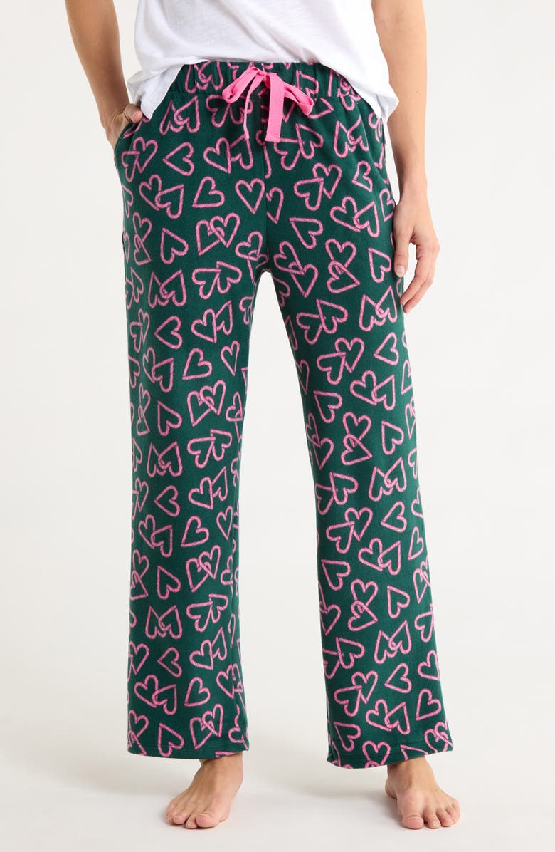 JACLYN Print Fleece Pajama Pants, Main, color, Calina Candy