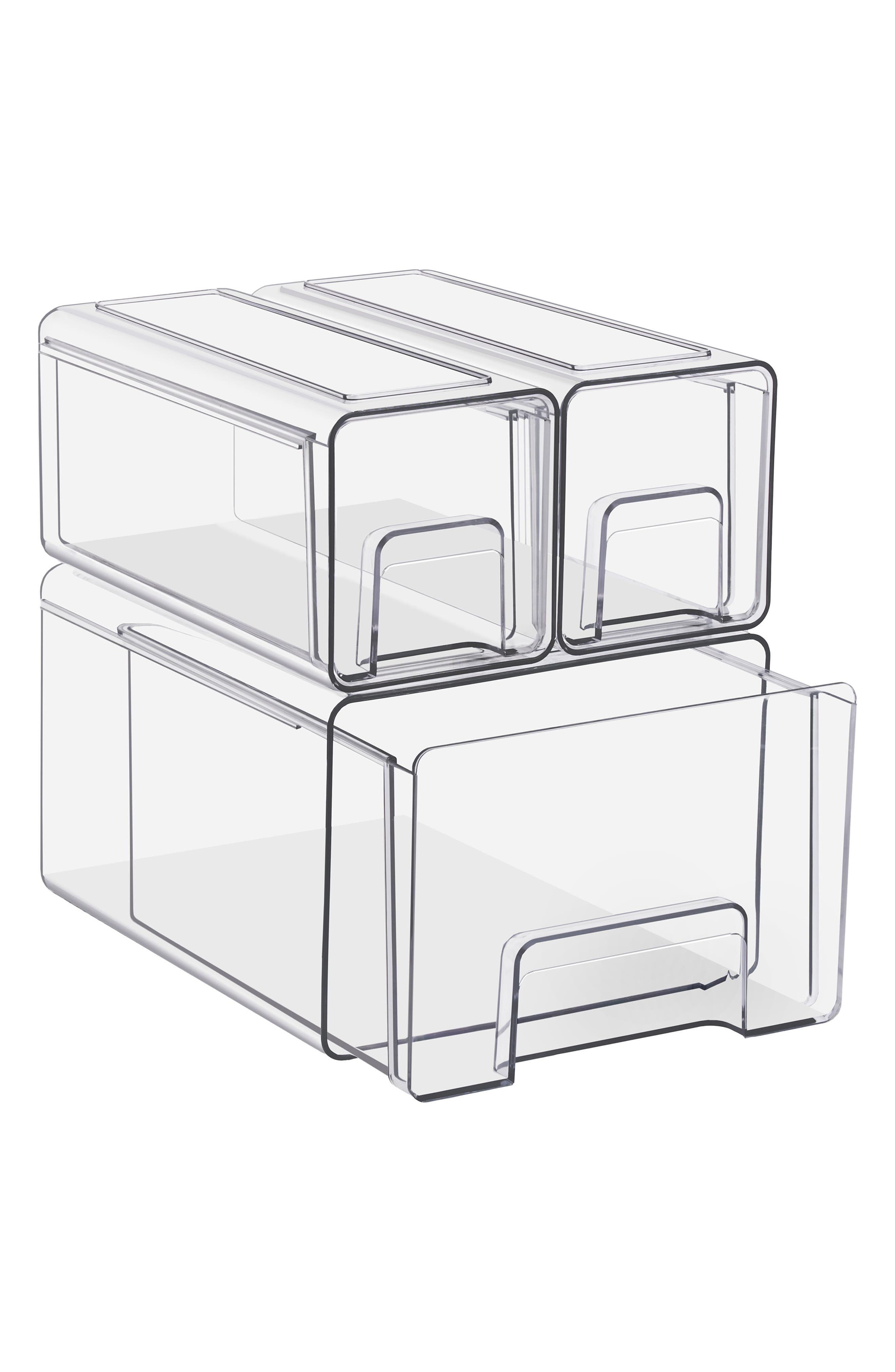 3-Piece Clear Stackable Storage Drawer Set