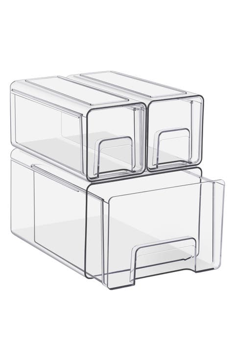 3-Piece Clear Stackable Storage Drawer Set