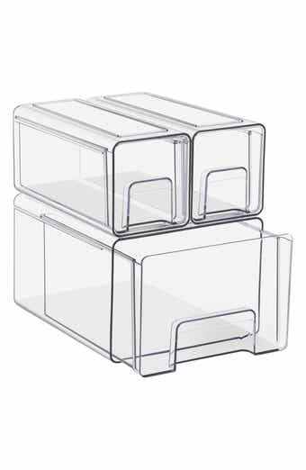 3-Piece Clear Stackable Storage Drawer Set