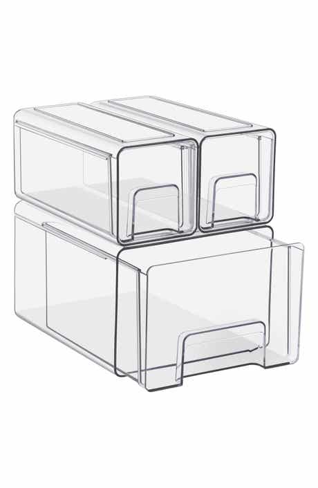 3-Piece Clear Stackable Storage Drawer Set