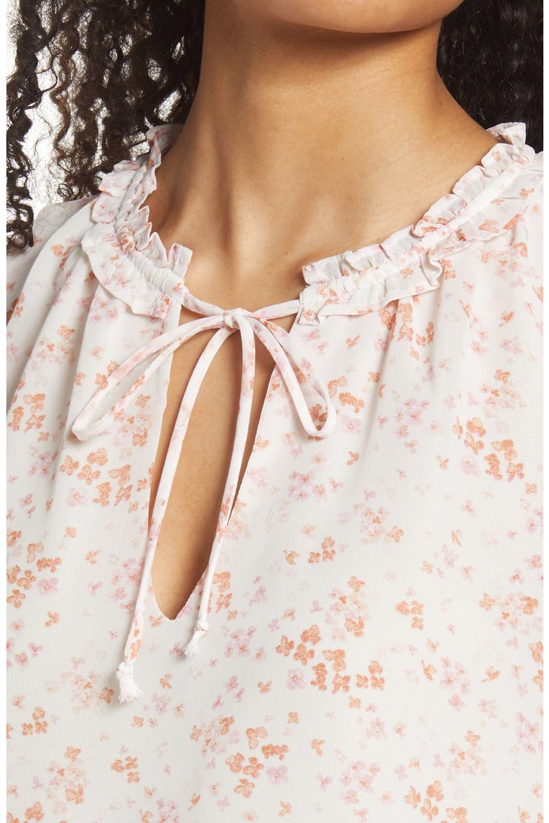 Floral Ruffle Blouse, Alternate, color, IVORY/ BLUSH FLORAL