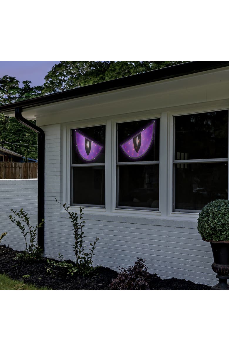 Northlight Lighted Eyes Halloween Window Silhouette Decorations - 40" - Purple - Set of 2, Alternate, color, 