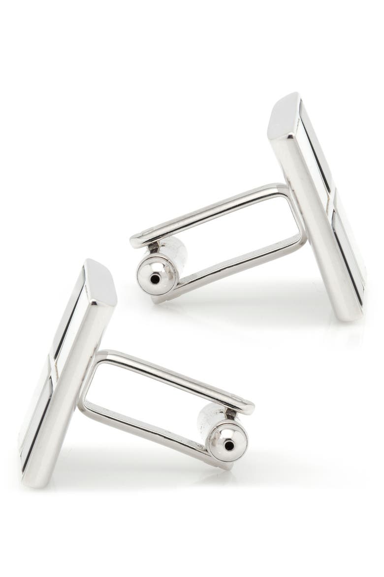 Checkerboard Cuff Links, Alternate, color, WHITE