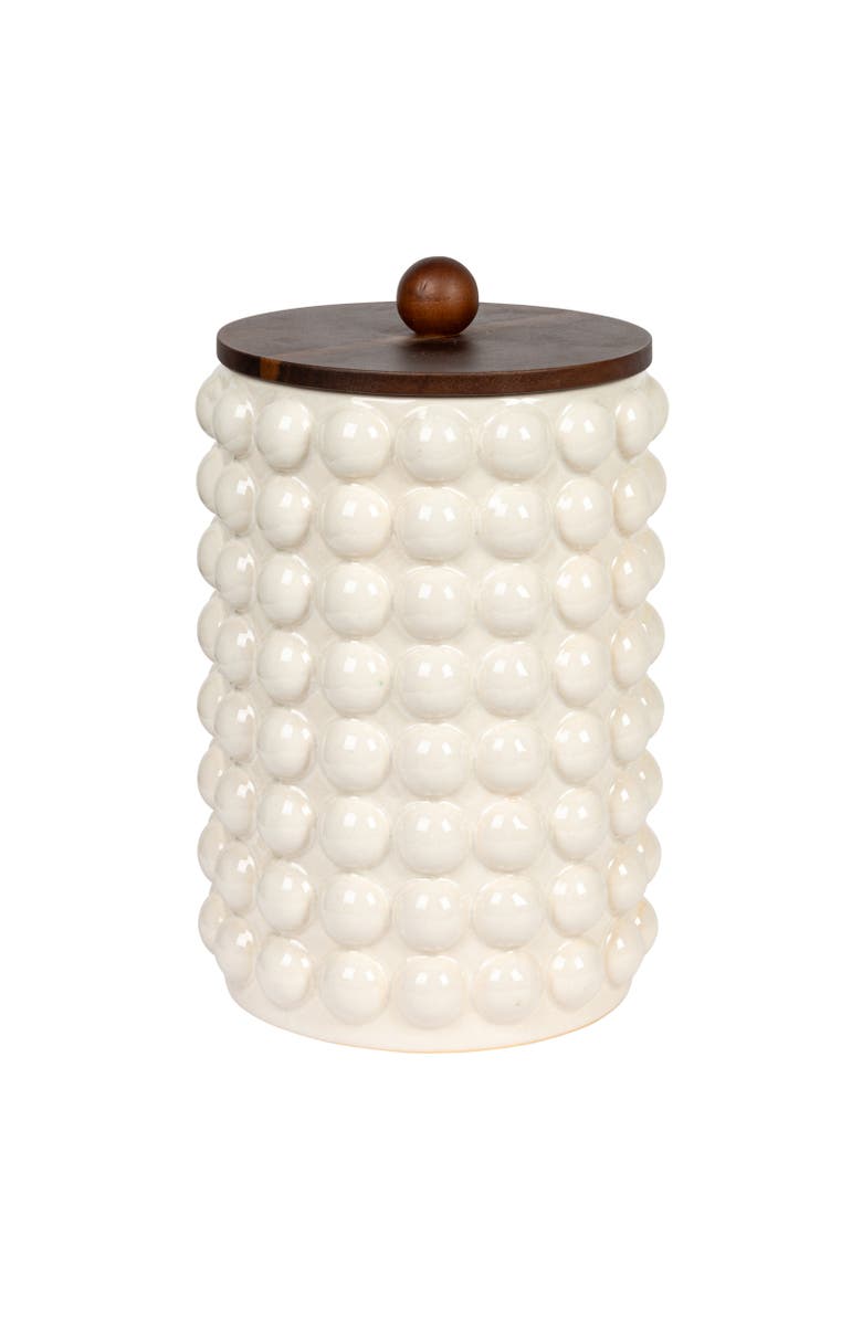 Storied Home Canister with Raised Dots and Lid, Main, color, White