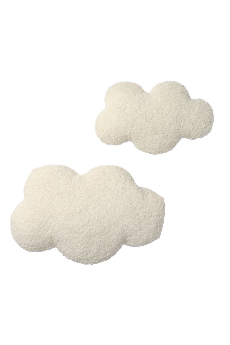 Soft White Puffy LED Light-Up Glowing Clouds 2-Pack Wall Decor, Alternate, color, Cream