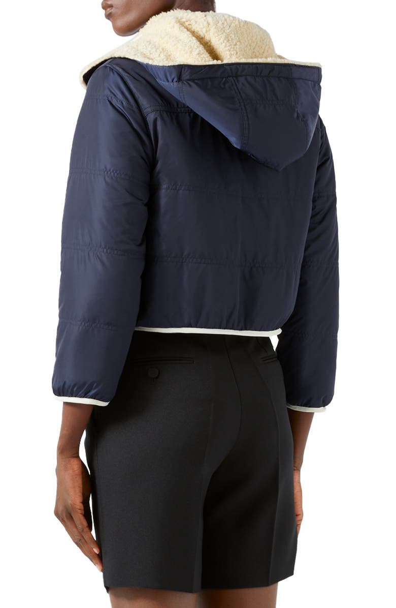 Gucci GG Patch Reversible Faux Shearling & Nylon Jacket, Alternate, color,