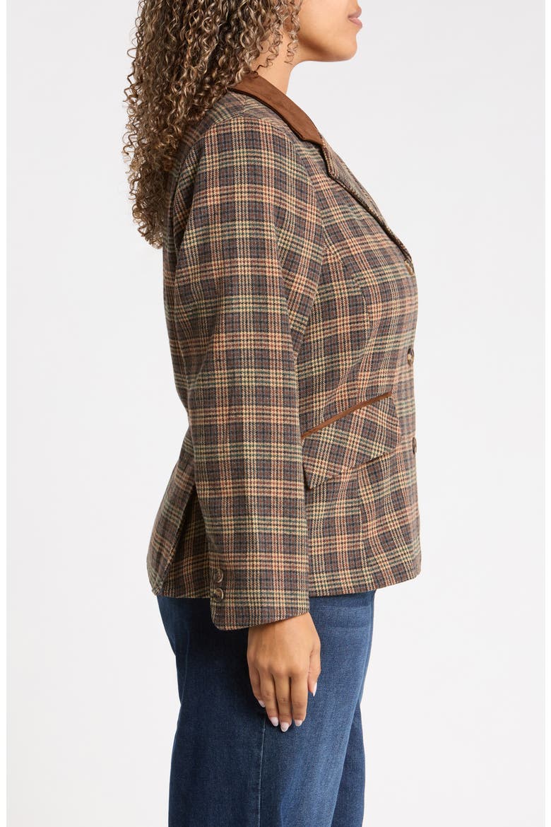 Plaid Three-Button Blazer, Alternate, color, BROWN MULTI