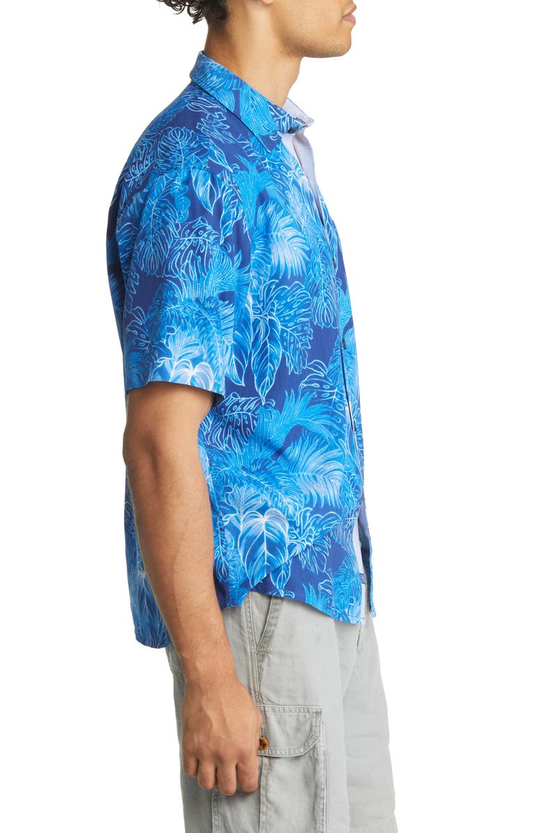 Tommy Bahama Luminescent Fronds Short Sleeve Silk Button-Up Shirt, Alternate, color, 