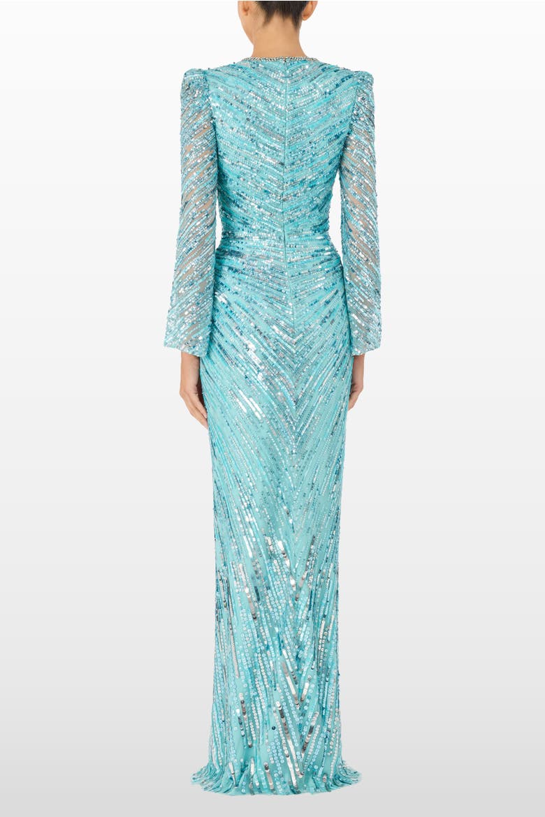 Darcy Sequin-Embellished Dress, Alternate, color, Caribbean Turquoise