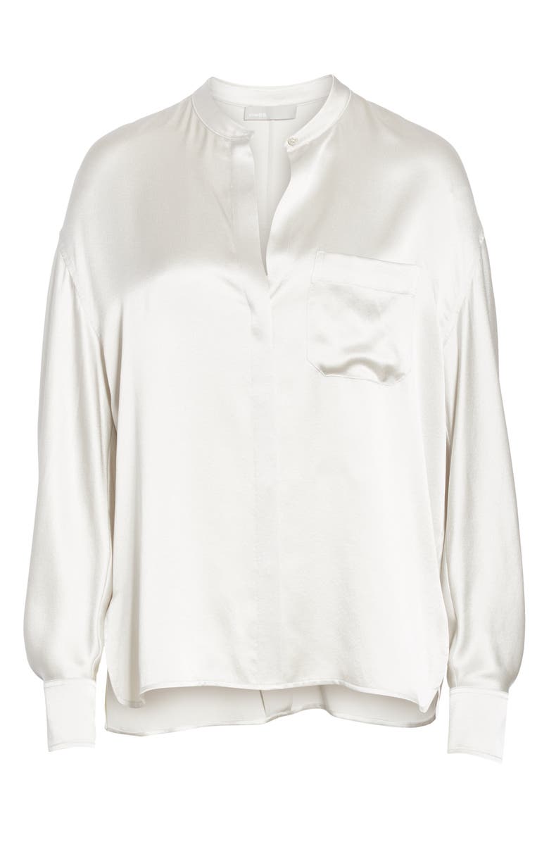 Vince Band Collar Silk Blouse, Alternate, color, 
