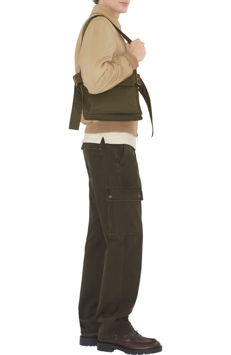 Burberry Small Trench Tote, Alternate, color, Military