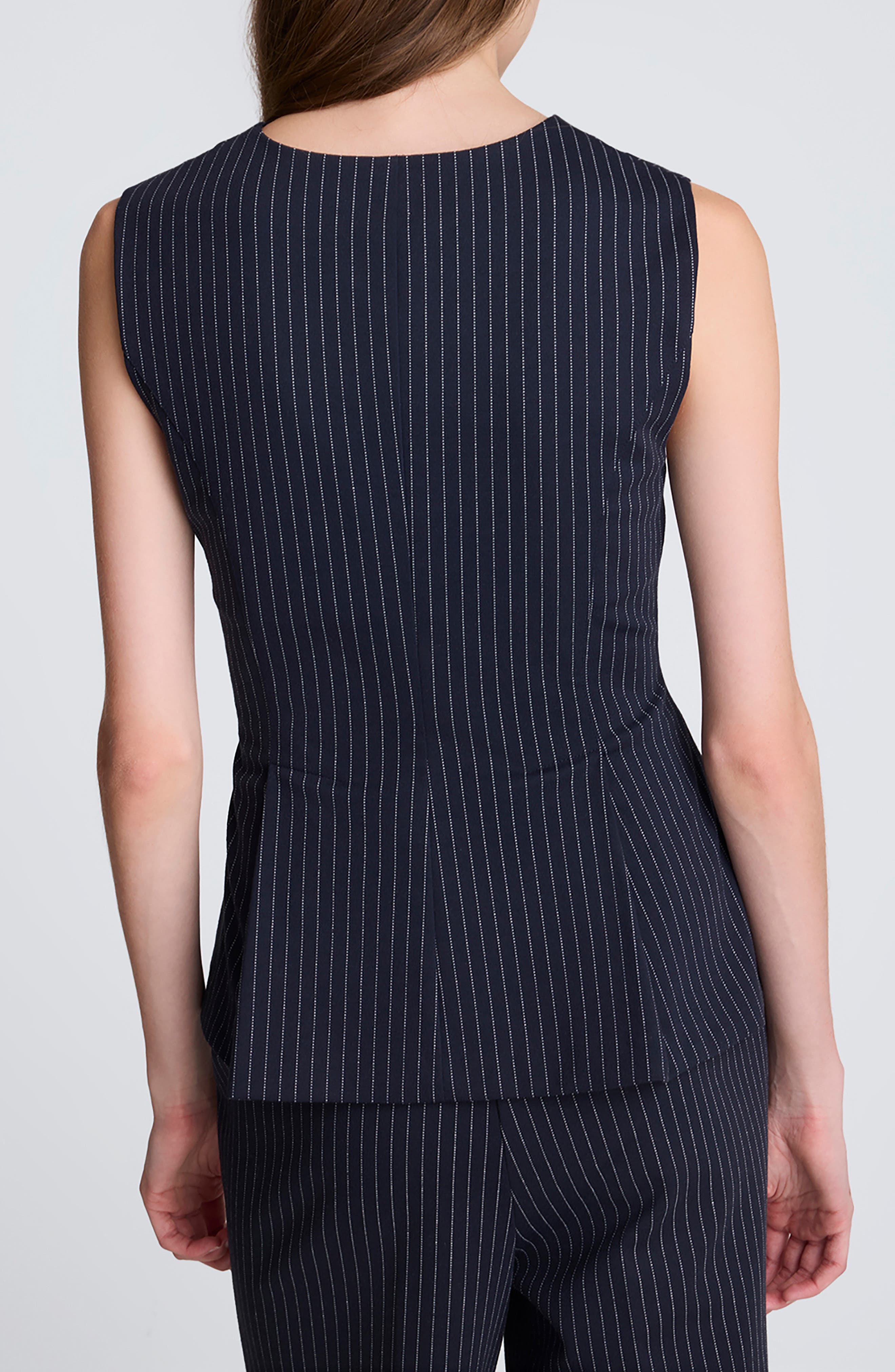 Pinstripe V-Neck Peplum Top - image 2