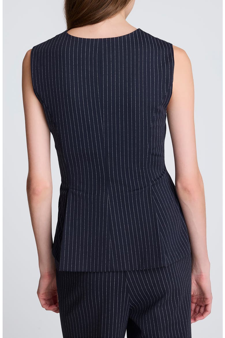 Pinstripe V-Neck Peplum Top, Alternate, color, DK NAVY/ PURE WHT MLT