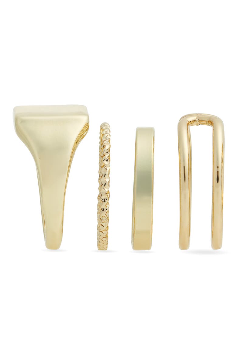 Set of 4 Polished Rings, Alternate, color, GOLD