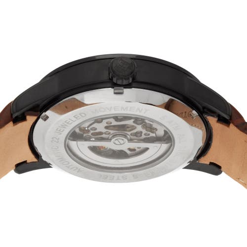 Heritor Automatic Davies Semi-skeleton Leather-band Watch In Brown