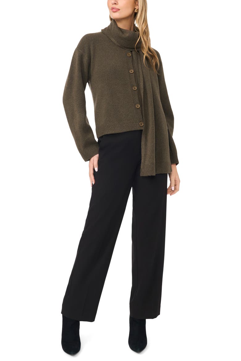 Cardigan with Detachable Scarf, Alternate, color, BELUGA GREY