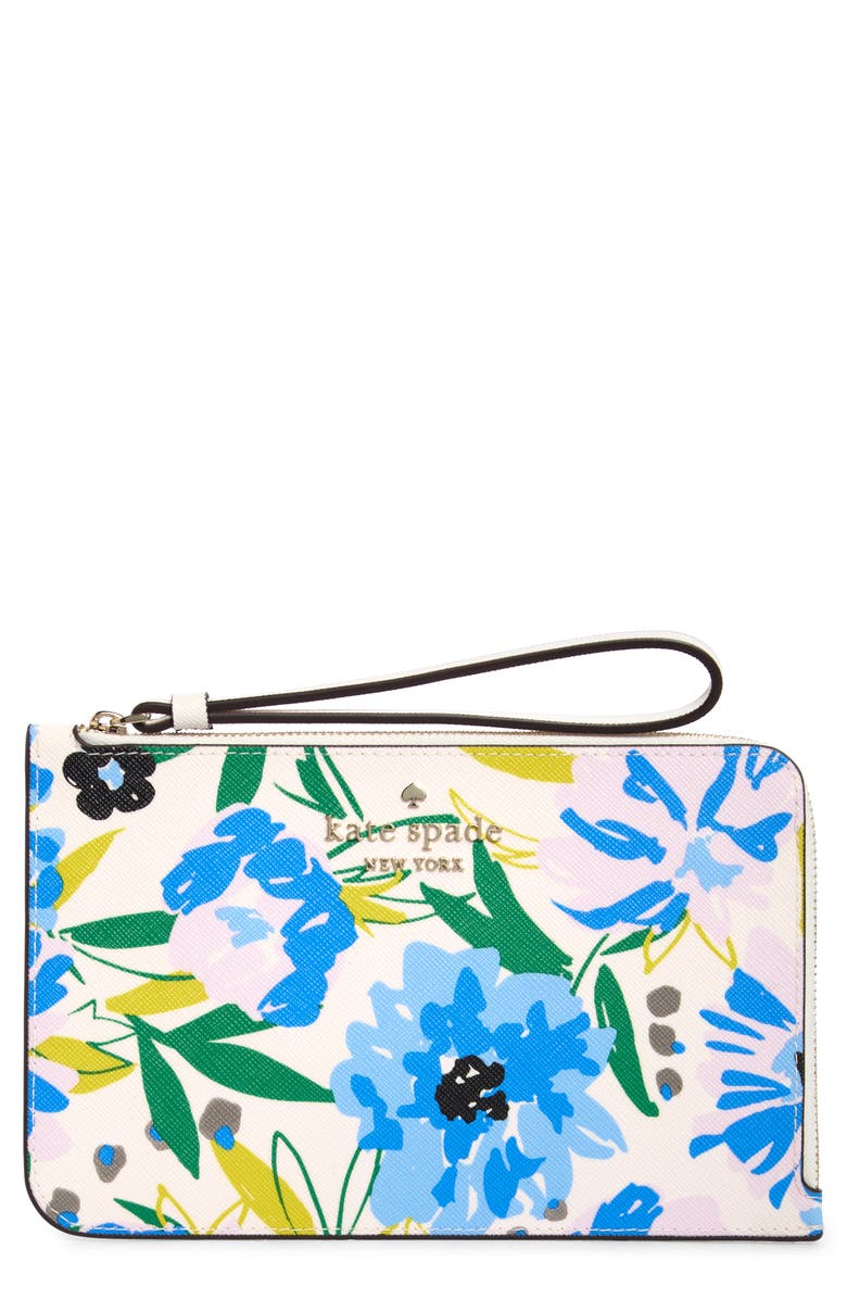 Kate Spade New York cameron festival floral leather wristlet, Main, color, Cream Multi