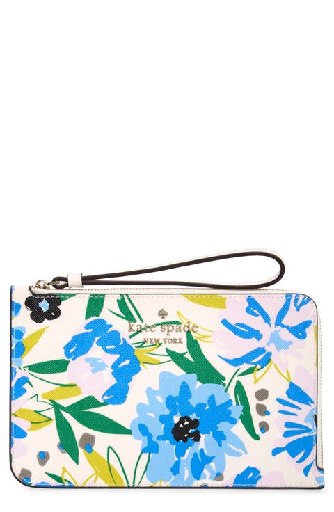 cameron festival floral leather wristlet