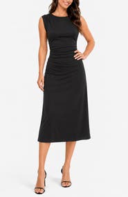 TASH AND SOPHIE Side Ruched Midi Dress