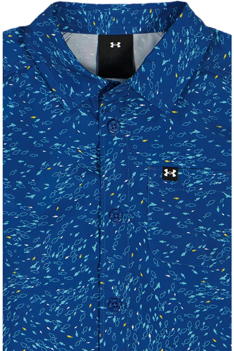 Kids' Fish Print Button-Up Shirt & Shorts Set, Alternate, color, VARSITY BLUE